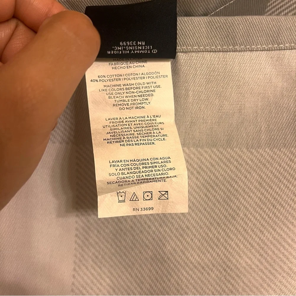 Tommy Hilfiger Gray Gingham Fabric Shower Curtain
